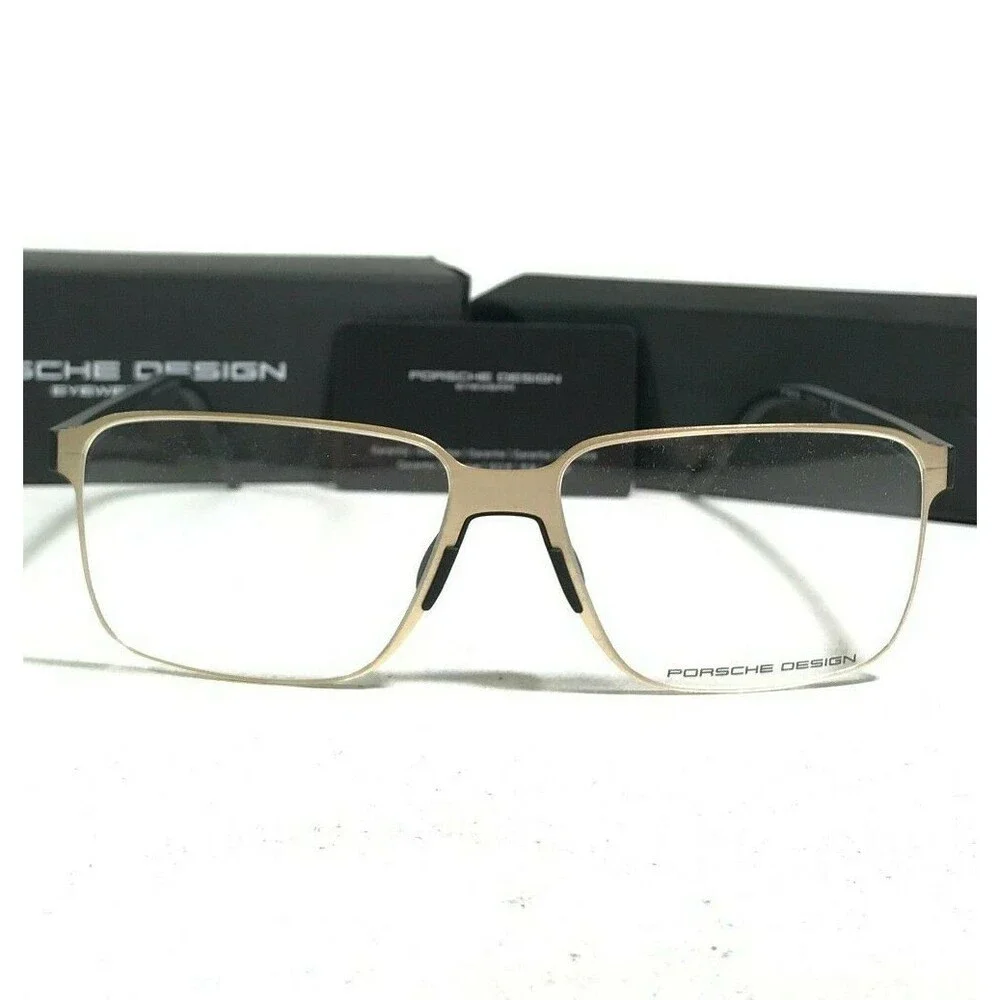 Porsche Design Eyeglasses Frames P8313 B Matte Gold Black Square 57-15-145